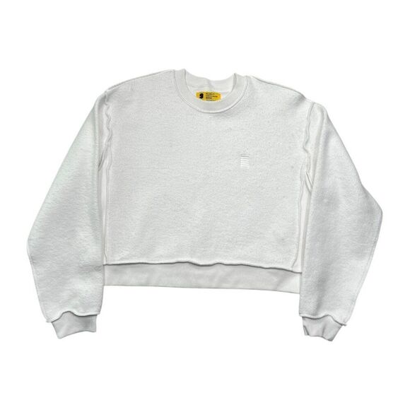 Women's Size Medium White Relaxed Fit Crewneck Sweatshirt - Picture 1 of 9